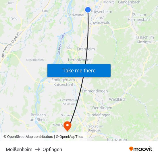 Meißenheim to Opfingen map