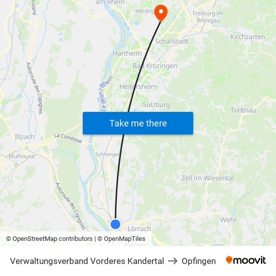 Verwaltungsverband Vorderes Kandertal to Opfingen map