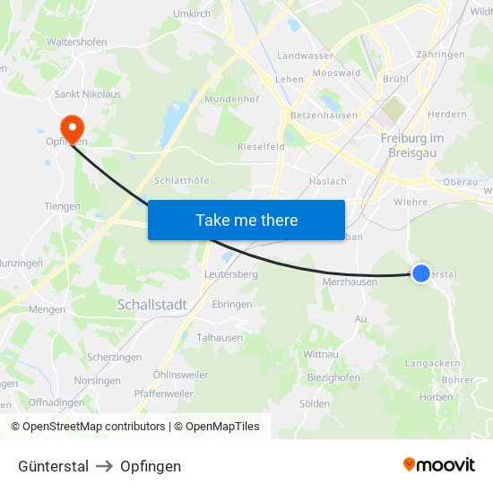 Günterstal to Opfingen map