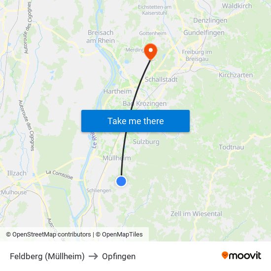 Feldberg (Müllheim) to Opfingen map