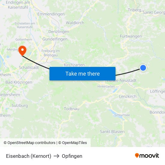 Eisenbach (Kernort) to Opfingen map