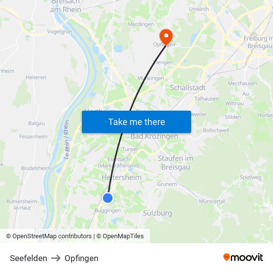 Seefelden to Opfingen map