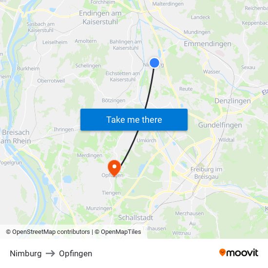 Nimburg to Opfingen map