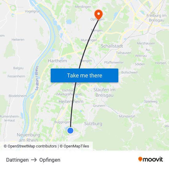 Dattingen to Opfingen map