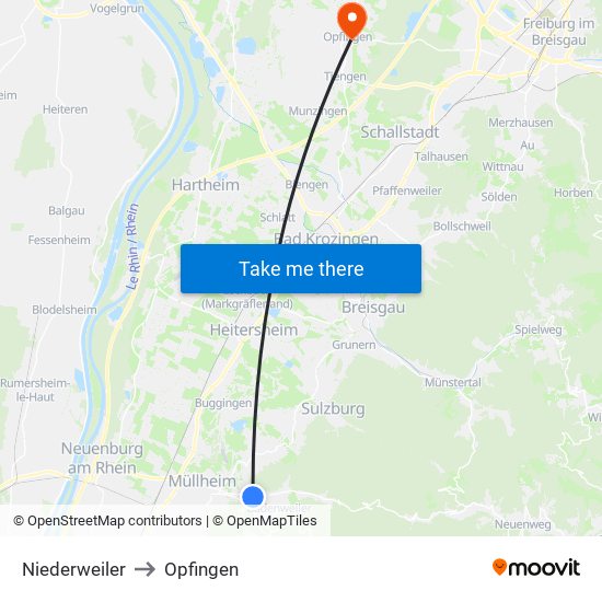 Niederweiler to Opfingen map