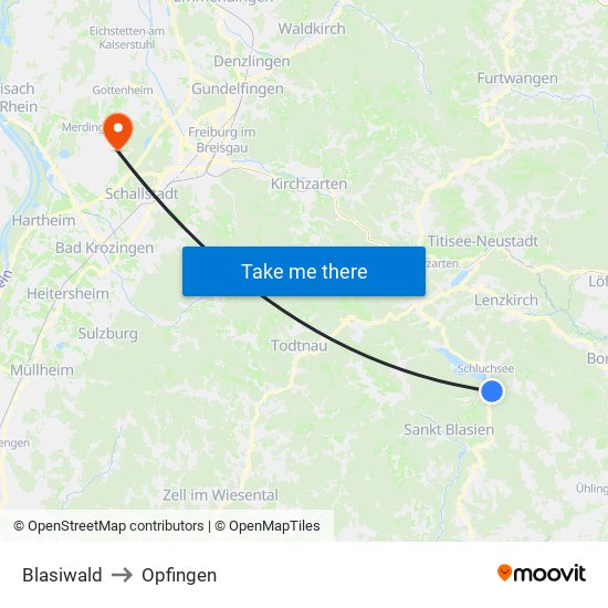 Blasiwald to Opfingen map