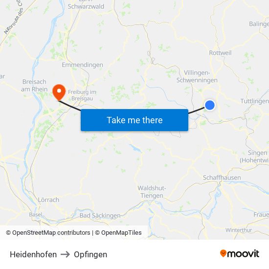 Heidenhofen to Opfingen map