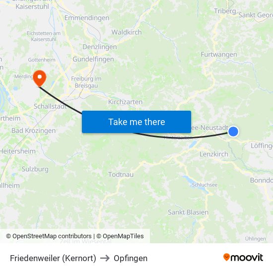 Friedenweiler (Kernort) to Opfingen map