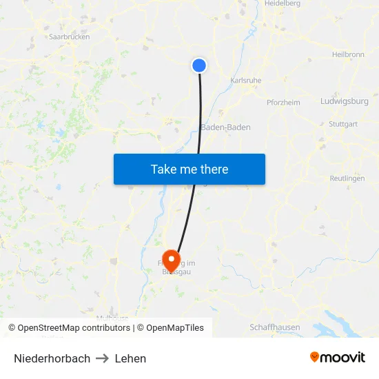 Niederhorbach to Lehen map