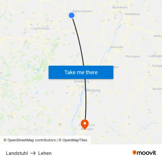 Landstuhl to Lehen map