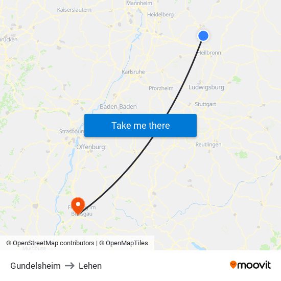 Gundelsheim to Lehen map
