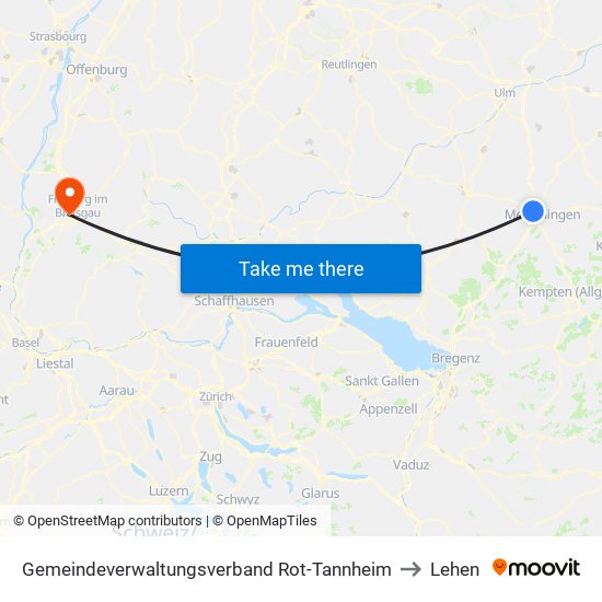 Gemeindeverwaltungsverband Rot-Tannheim to Lehen map