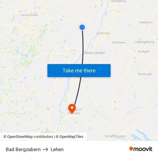 Bad Bergzabern to Lehen map