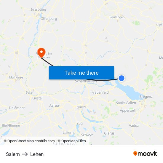 Salem to Lehen map