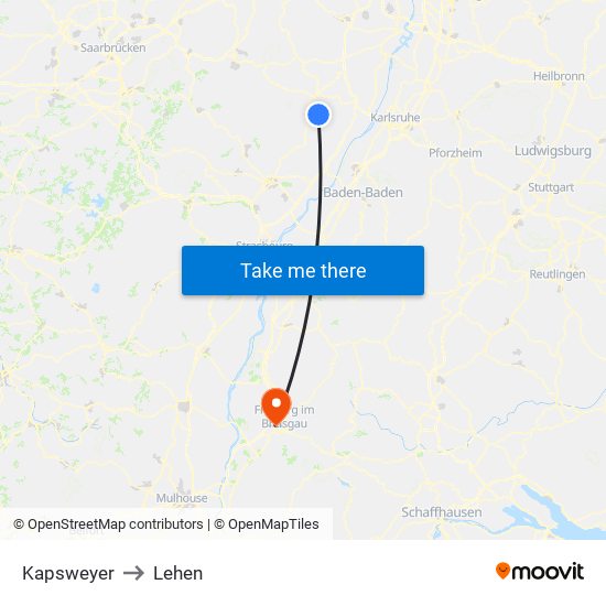 Kapsweyer to Lehen map