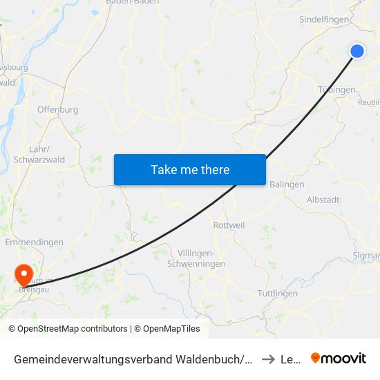 Gemeindeverwaltungsverband Waldenbuch/Steinenbronn to Lehen map