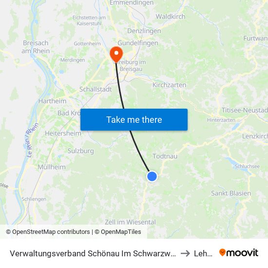 Verwaltungsverband Schönau Im Schwarzwald to Lehen map