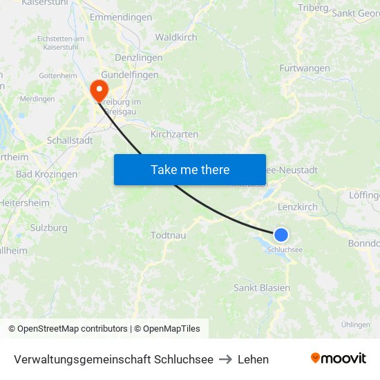 Verwaltungsgemeinschaft Schluchsee to Lehen map