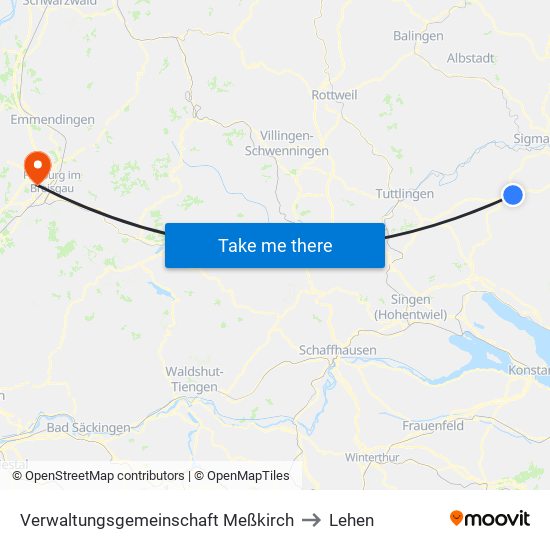 Verwaltungsgemeinschaft Meßkirch to Lehen map