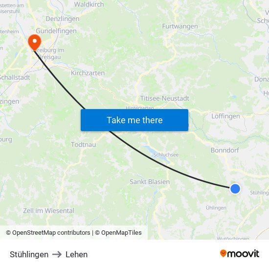 Stühlingen to Lehen map