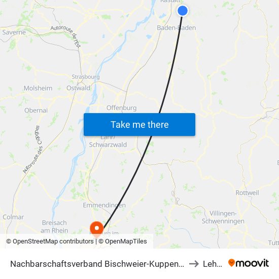 Nachbarschaftsverband Bischweier-Kuppenheim to Lehen map
