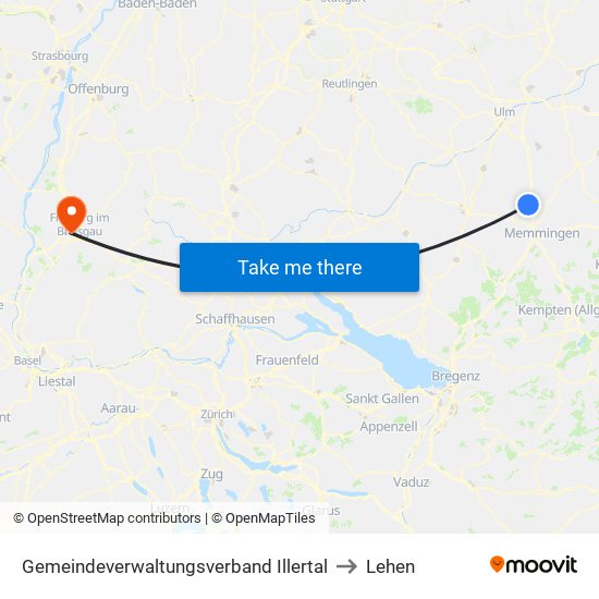 Gemeindeverwaltungsverband Illertal to Lehen map