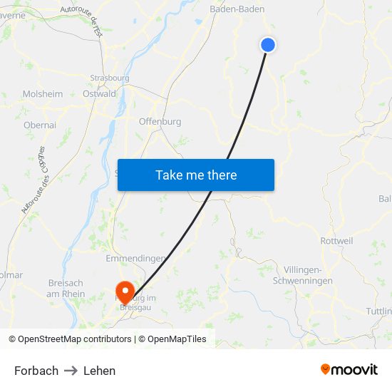 Forbach to Lehen map