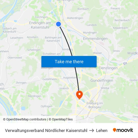 Verwaltungsverband Nördlicher Kaiserstuhl to Lehen map