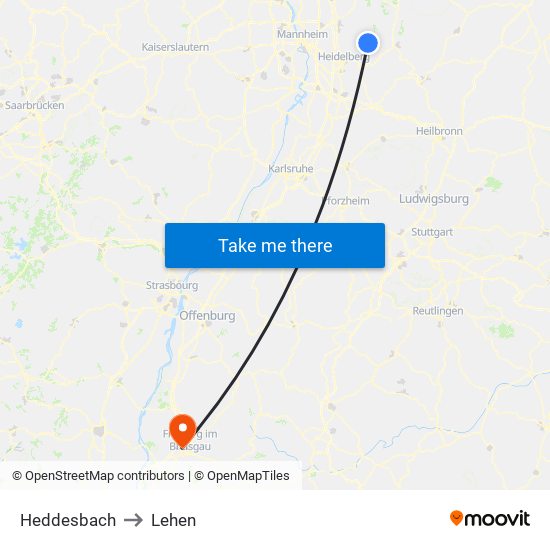 Heddesbach to Lehen map
