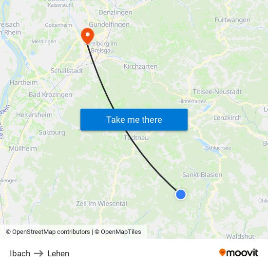 Ibach to Lehen map