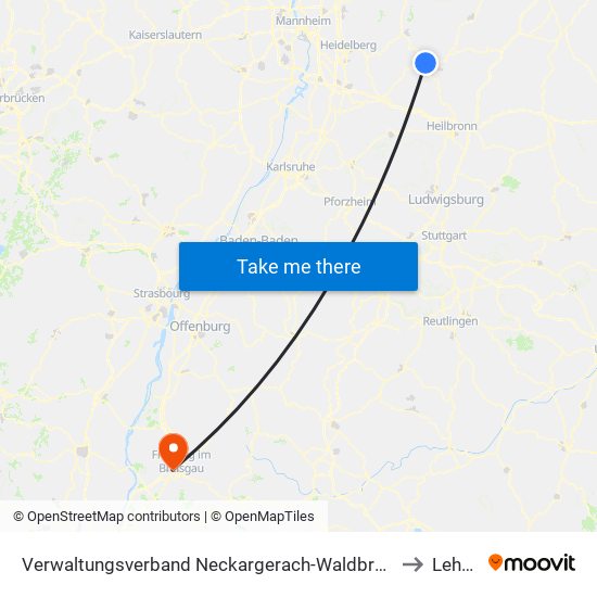 Verwaltungsverband Neckargerach-Waldbrunn to Lehen map