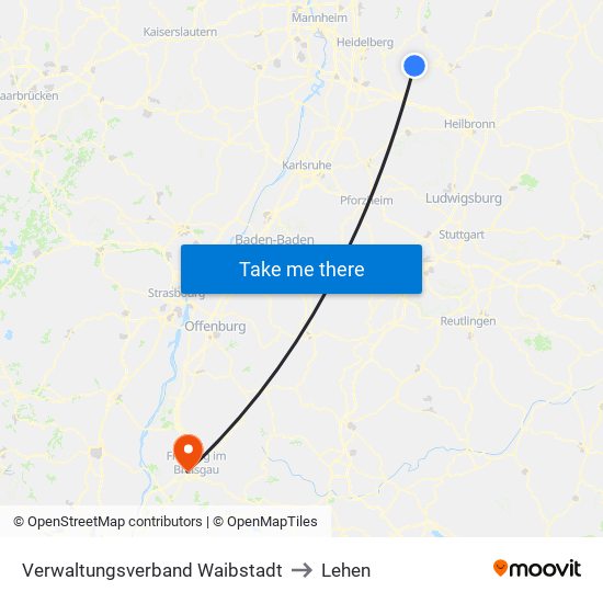 Verwaltungsverband Waibstadt to Lehen map
