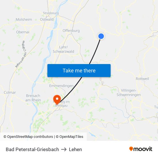 Bad Peterstal-Griesbach to Lehen map