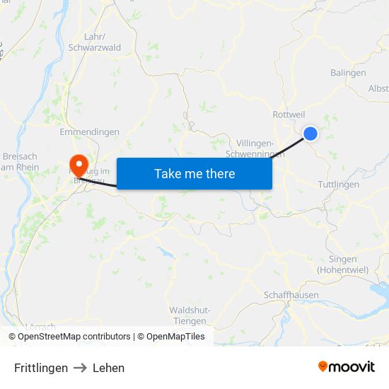 Frittlingen to Lehen map