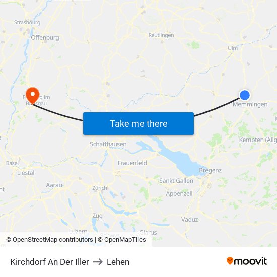 Kirchdorf An Der Iller to Lehen map