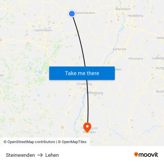 Steinwenden to Lehen map