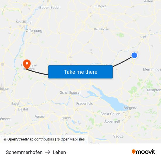Schemmerhofen to Lehen map