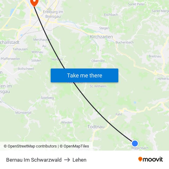 Bernau Im Schwarzwald to Lehen map