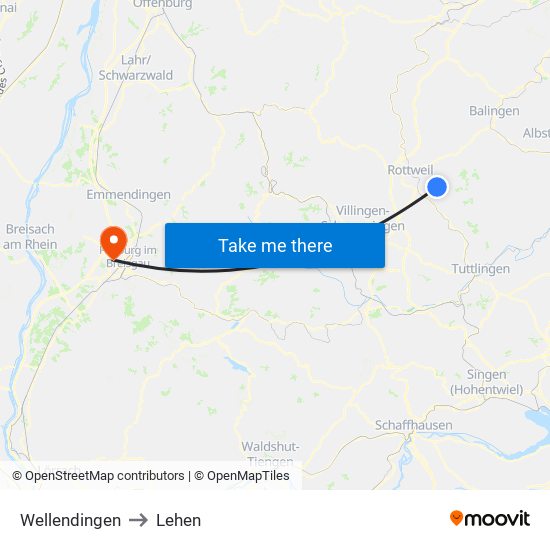 Wellendingen to Lehen map