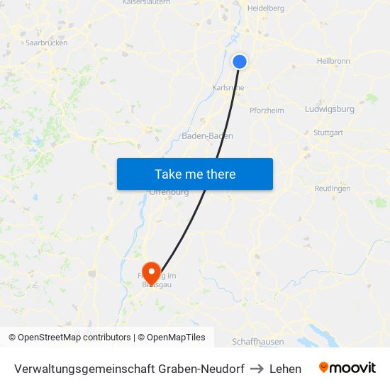 Verwaltungsgemeinschaft Graben-Neudorf to Lehen map