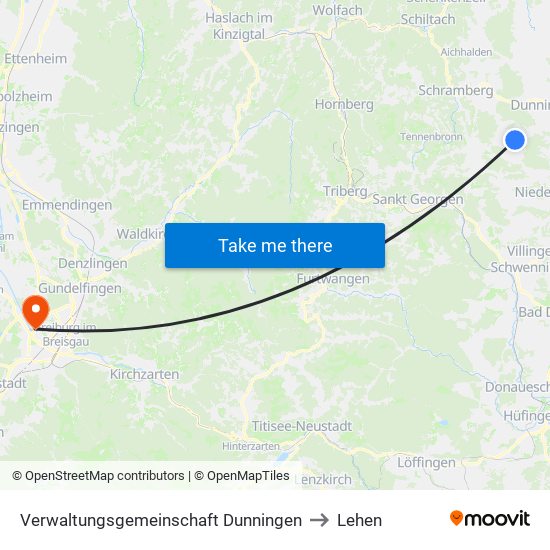 Verwaltungsgemeinschaft Dunningen to Lehen map