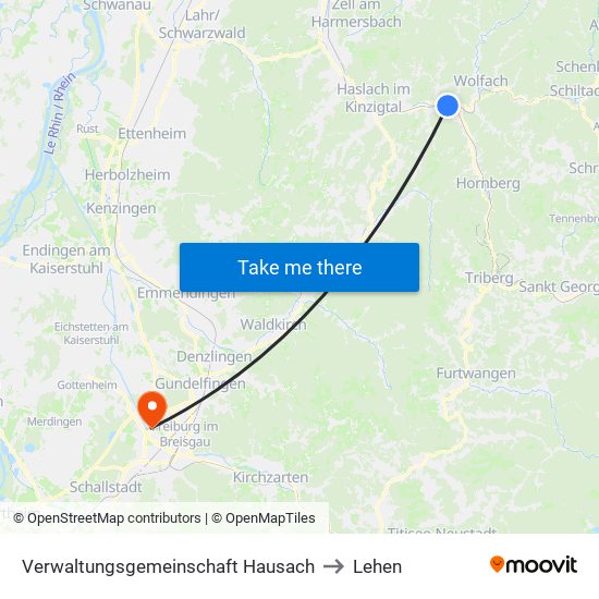 Verwaltungsgemeinschaft Hausach to Lehen map