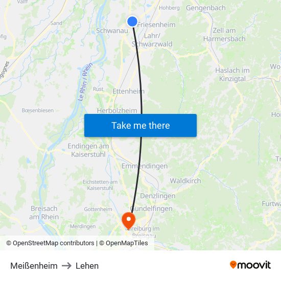 Meißenheim to Lehen map