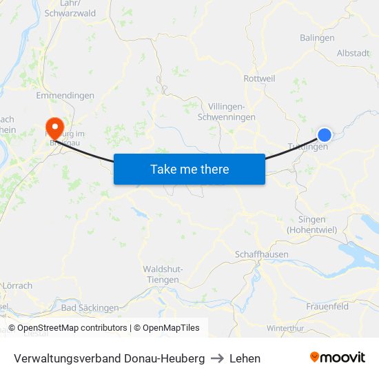 Verwaltungsverband Donau-Heuberg to Lehen map