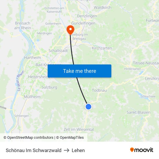 Schönau Im Schwarzwald to Lehen map