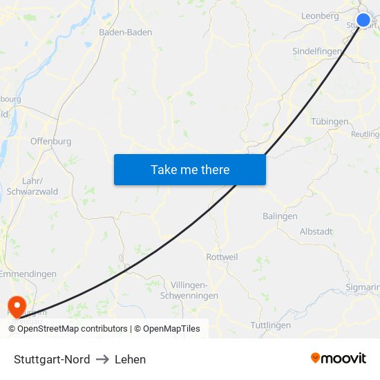 Stuttgart-Nord to Lehen map