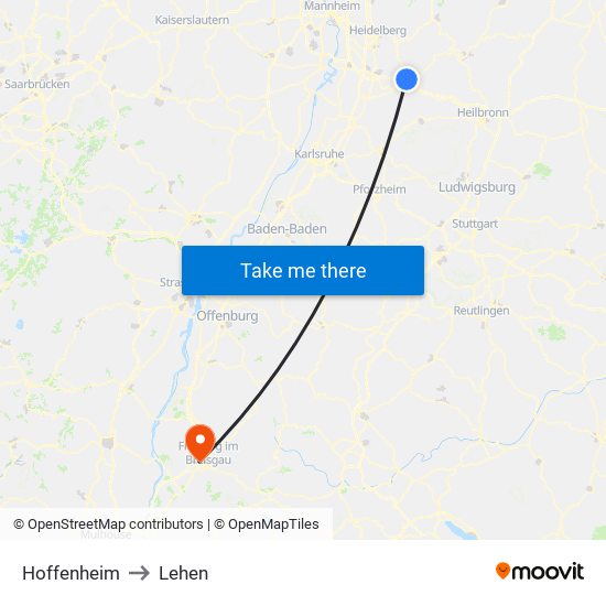 Hoffenheim to Lehen map