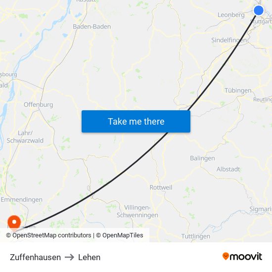 Zuffenhausen to Lehen map