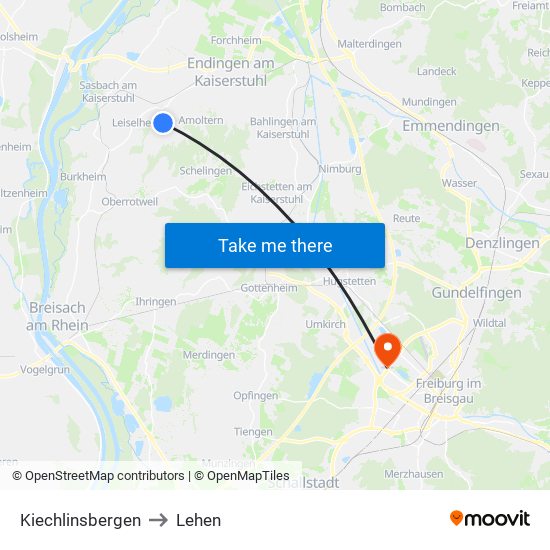 Kiechlinsbergen to Lehen map