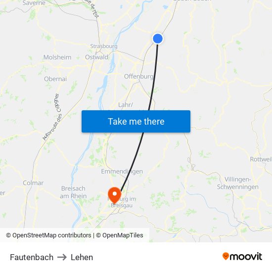 Fautenbach to Lehen map